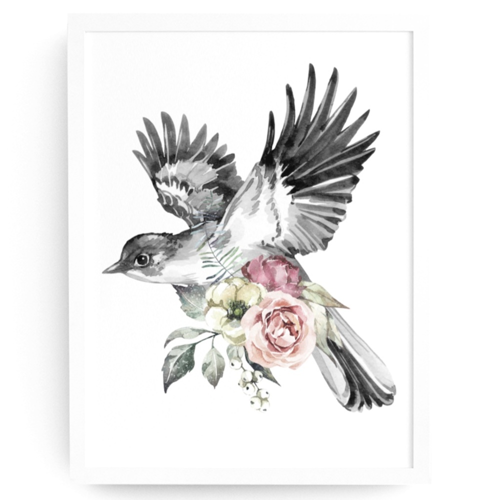 Watercolor Illustration Cute Bird Wall Art Print Poster UNFRAMED - Picture 8 of 9